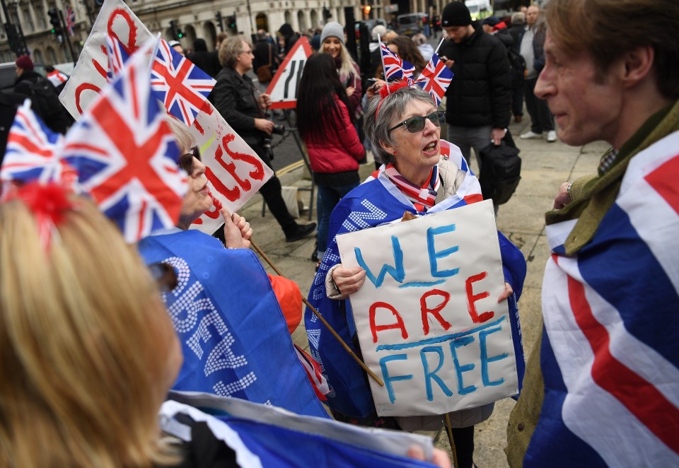  Brits waved placards hailing our new Brexit freedom