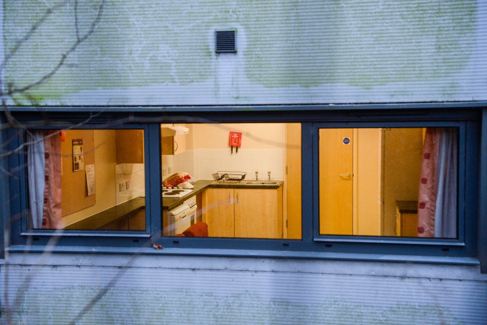  A view inside the accomodation block at Arrowe Park Hospital in the Wirral, Merseyside where British citizens are quarantined after flying back from China