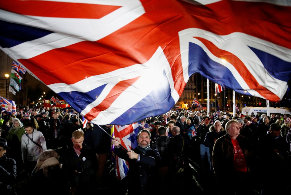  Leavers celebrate the prospect of Britain taking back control from Brussels