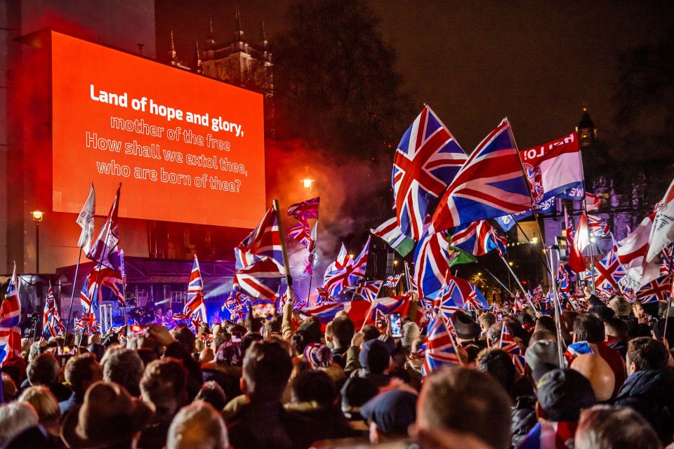  Crowds sing Land of Hope and Glory in Westminster