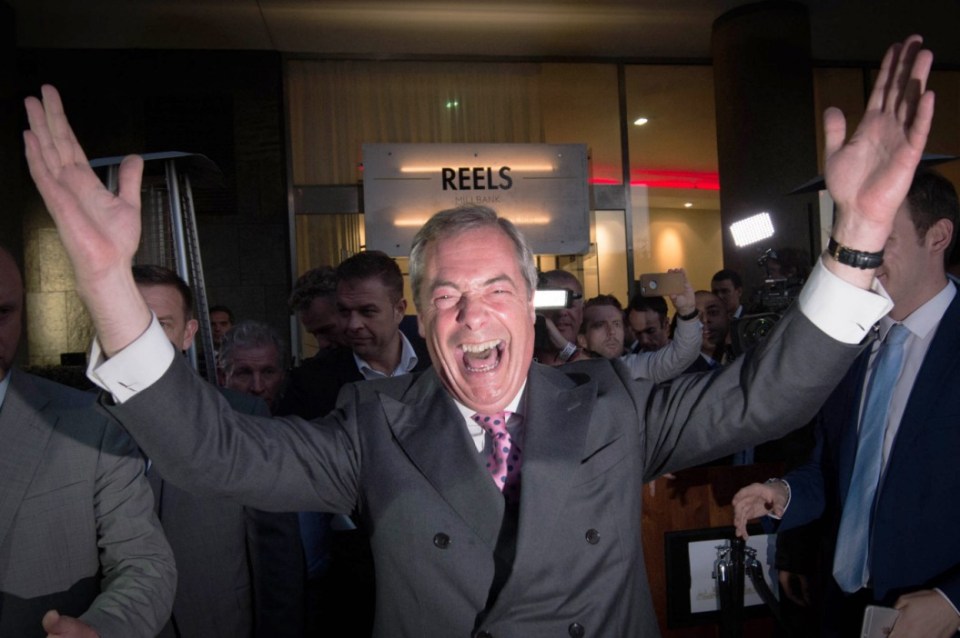  Britain votes to leave the EU - which saw Nigel Farage delighted