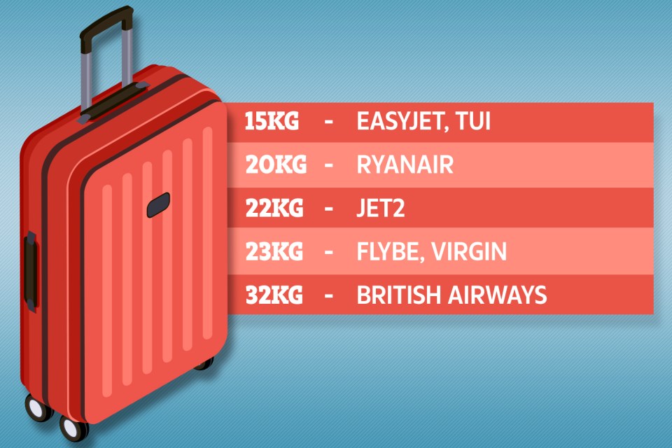  Each airline has different prices and weight limits