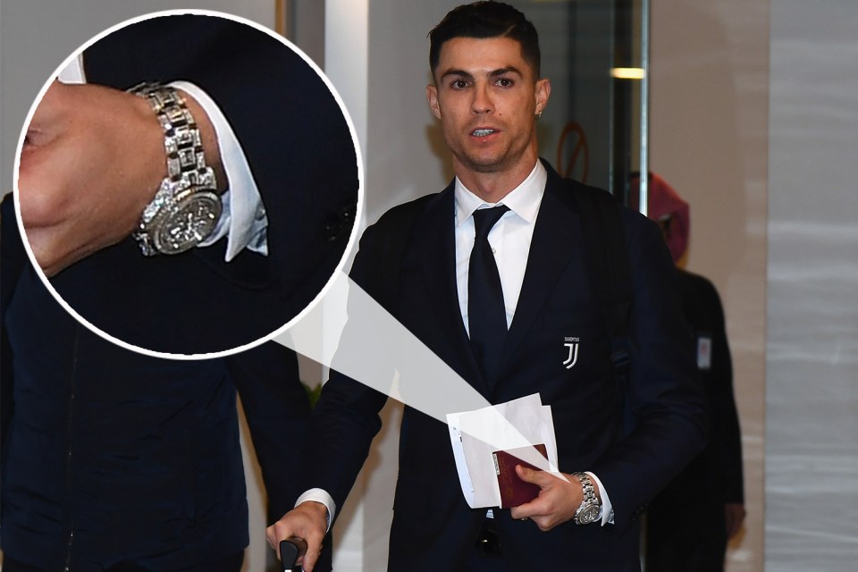  Ronaldo showed off the bling en route to the Middle East