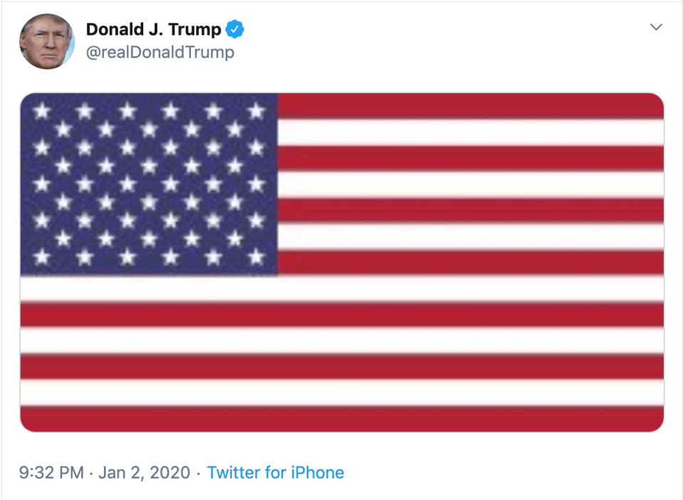  In response to the strike, President Trump tweeted an image of the American flag