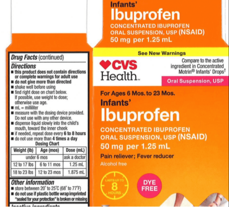 Tris Pharma is recalling three lots of its liquid infant ibuprofen, the FDA says