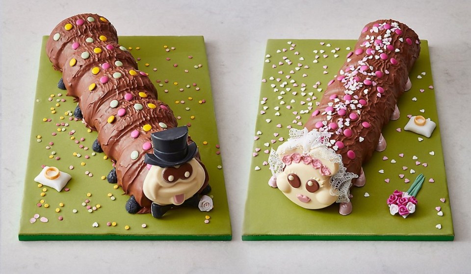 The cakes cost £50 each from M&S and have their own chocolate wedding rings