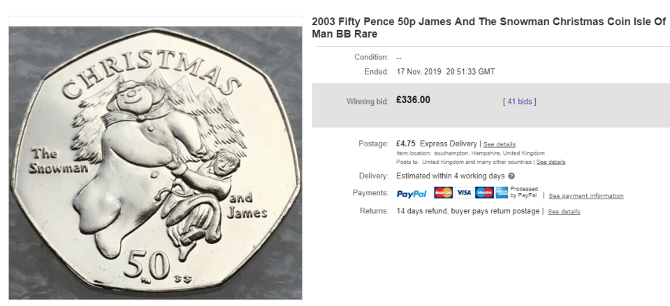  The coin was originally listed for 99p before the bidding war began