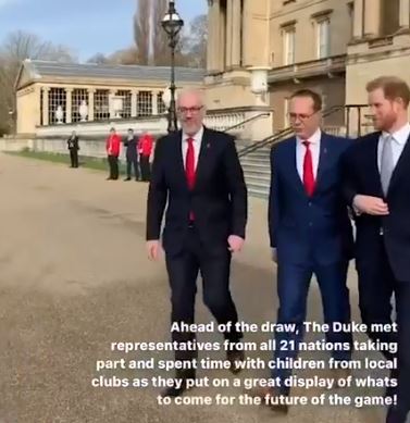 He was filmed by his team walking around Buckingham Palace days after the Megxit announcement