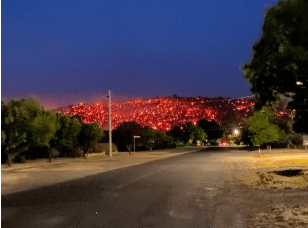  The incredible snap of a burning hillside looks like lava