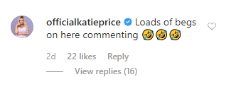  Katie responded on Instagram