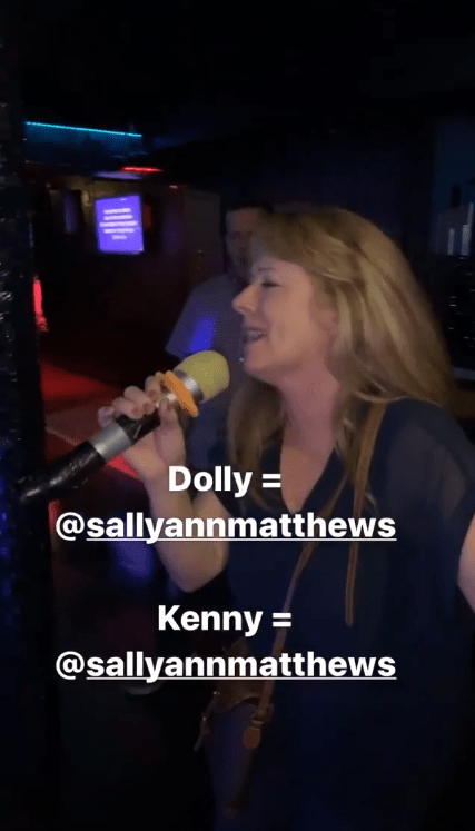  Sally took a turn on the mic after filming the group taking over the bar