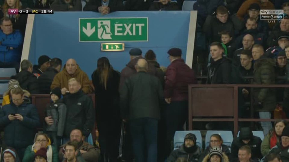  Cameras picked up the Aston Villa fans leaving their seats after just 28 minutes