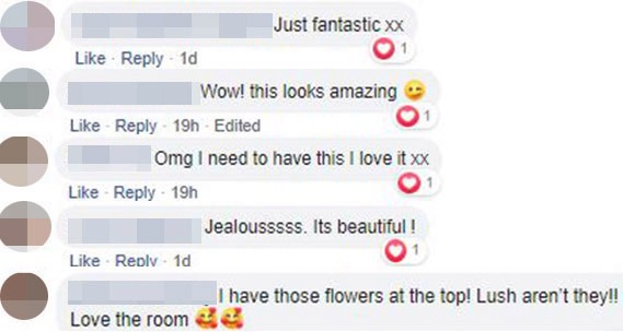 The fake flower wall has gone down well online