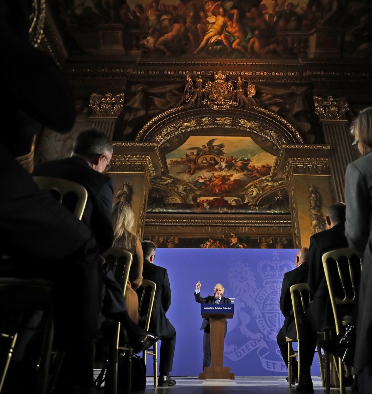  The PM was speaking at the Old Naval College in Greenwich, London