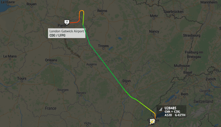  Easyjet flight U28485 to London Gatwick makes emergency landing at Charles de Gaulle airport