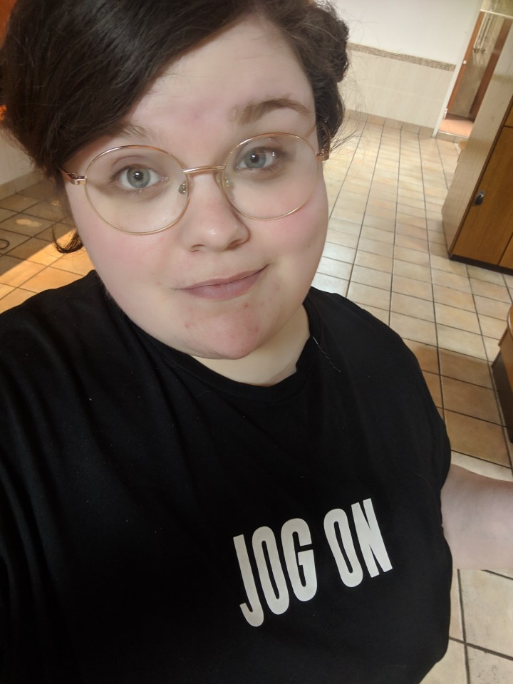  The journalism student, sporting her favourite exercise top, says facing her gym fears has done wonders for her self esteem'