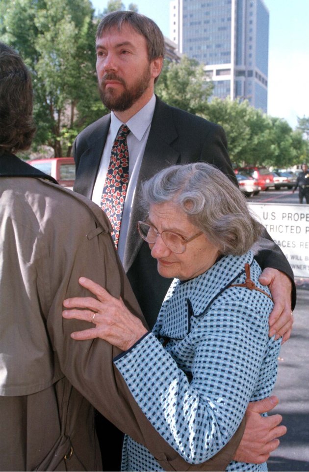  David Kaczynski, brother of Ted, puts his arm around his mother Wanda