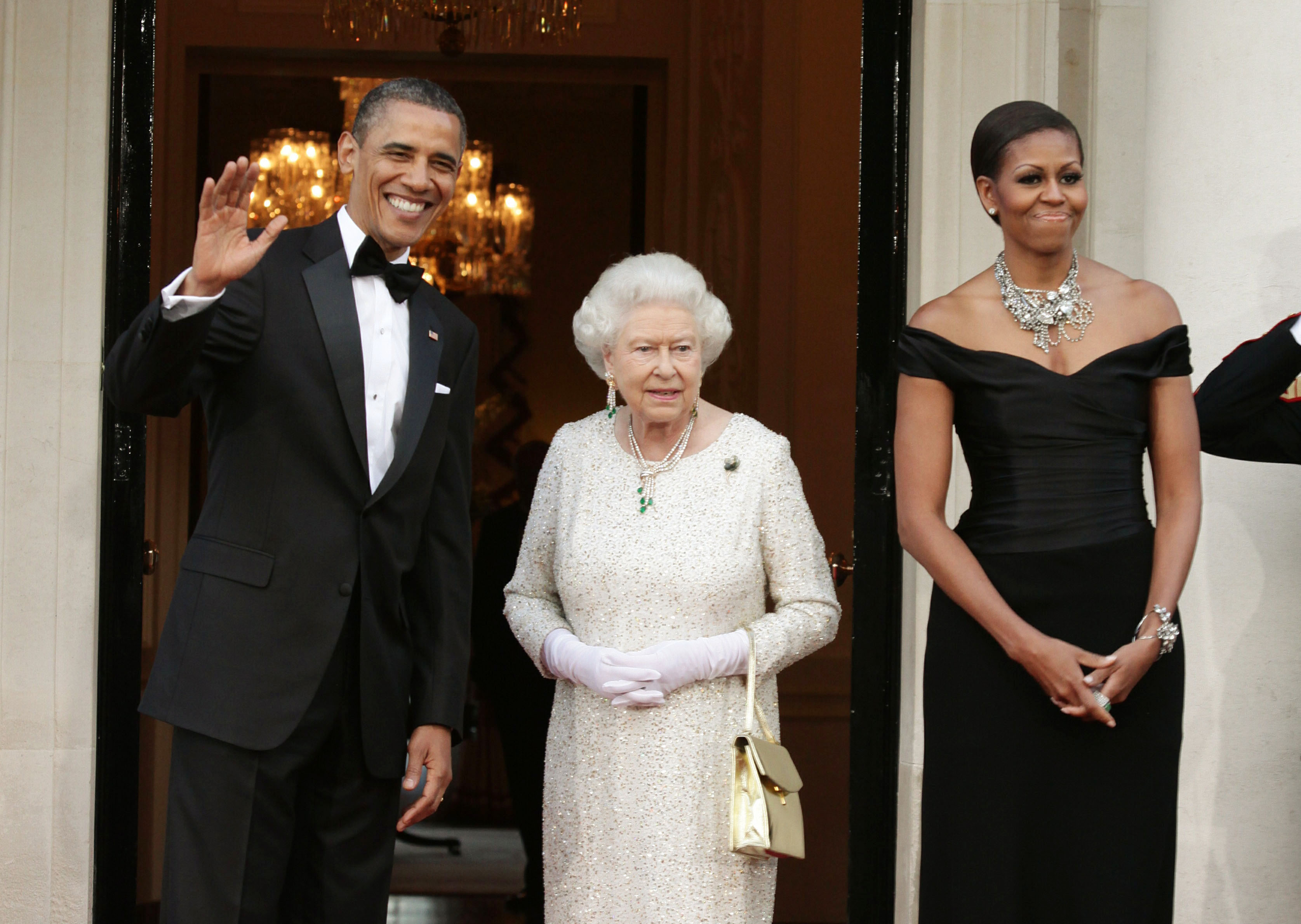 Michelle Obama has spoken of her excitement when the Queen wore a brooch she had gifted her to a state banquet - seen here