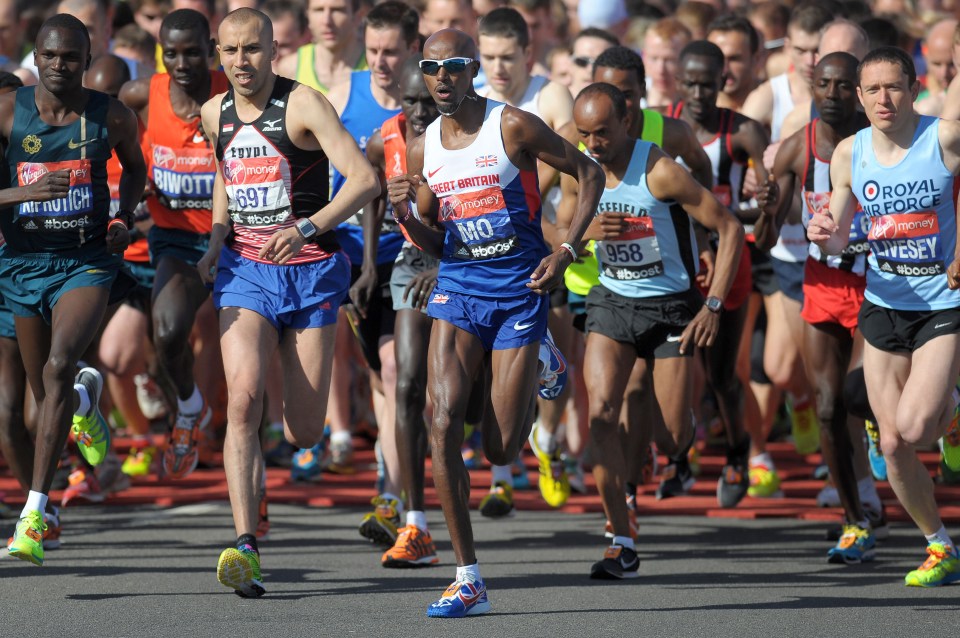 Mo Farah came eight in question at the London Marathon in 2014, which Wilson Kipsang won