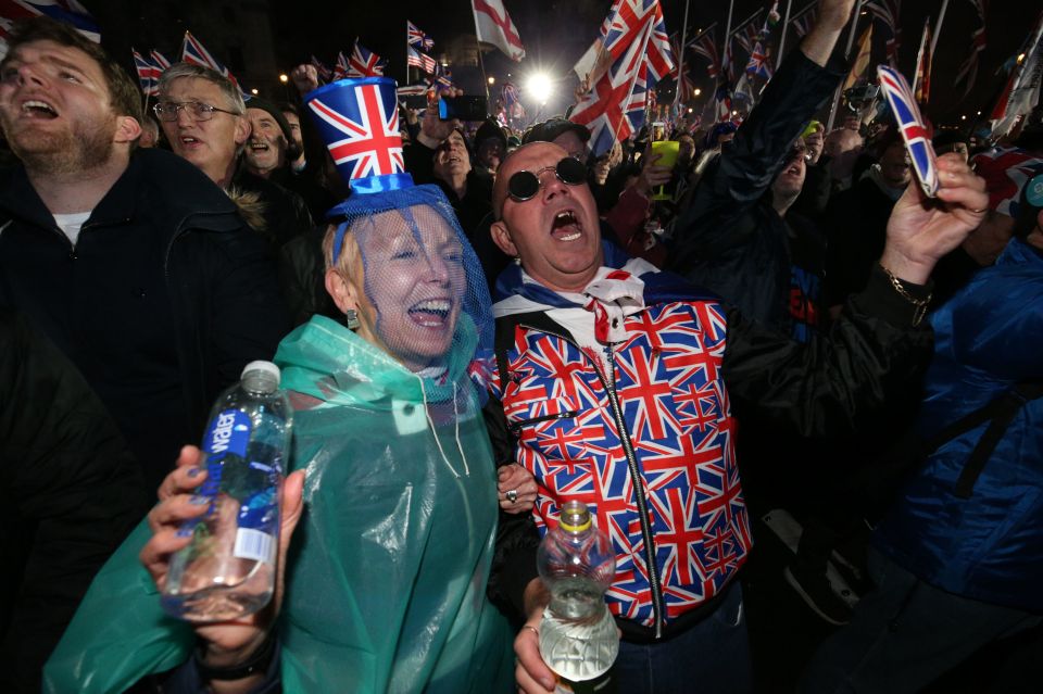  Even the rainy weather didn't damped the spirits of people thrilled to be out of the EU