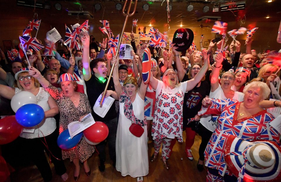  Jubilant scenes were seen across the UK as Brexiteers celebrated last night