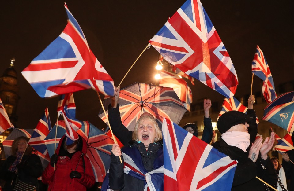 The Great British public celebrate being free of the EU in Parliament Square