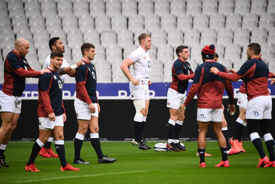  England players at the Stad de France on the eve of their Six Nations match against France