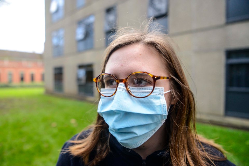  Worried students have donned masks to protect themselves against the virus