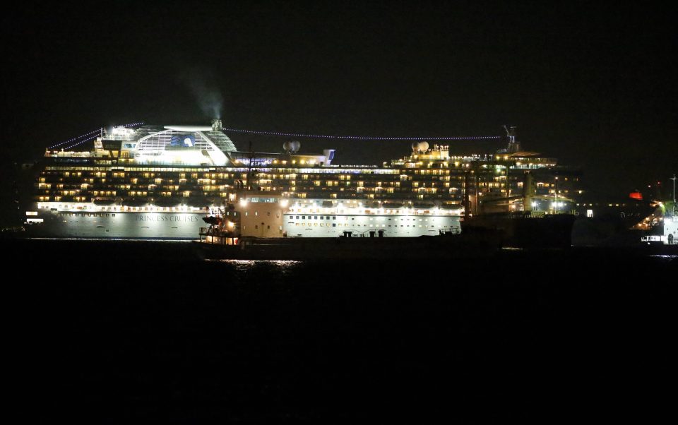  The Diamond Princess last night docked off the coast of Japan