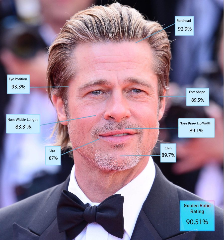  Brad Pitt, tipped for an Oscar for his supporting role in Once Upon A Time in Hollywood, was fourth with 90.51 per cent