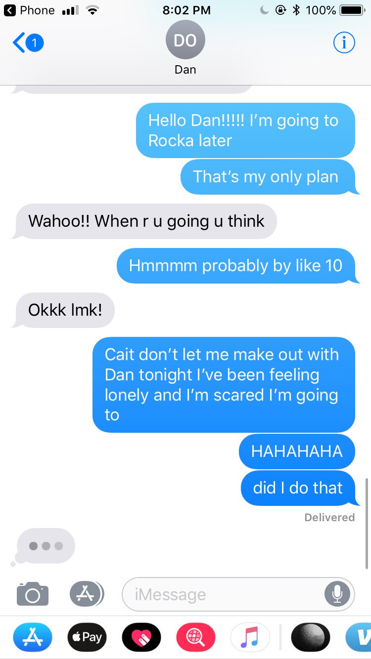 She immediately realises her mistake after messaging Dan 