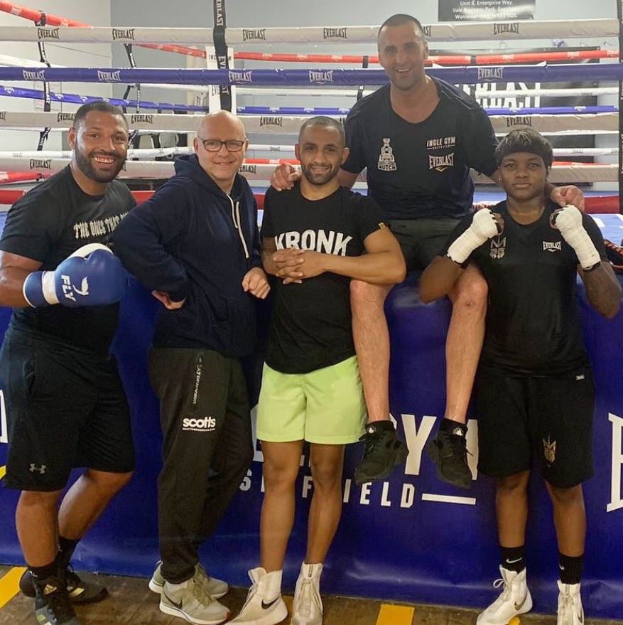  Brook (far left) hit 15 stone during his time out the ring