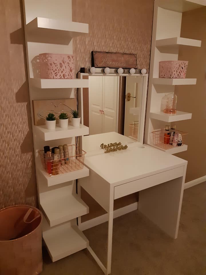 She went for a chic rose gold theme for her new bedroom 