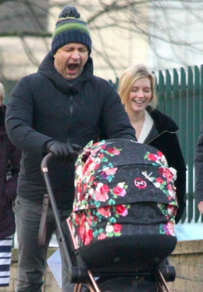  Pasha Kovalev needed a yawn while out with Rachel Riley and their baby daughter