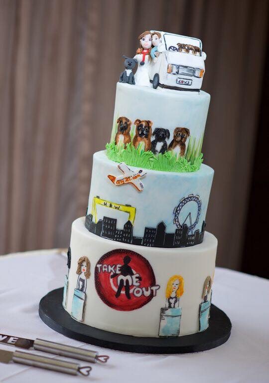  The couple had a 'storybook' wedding cake featuring Take Me Out's logo