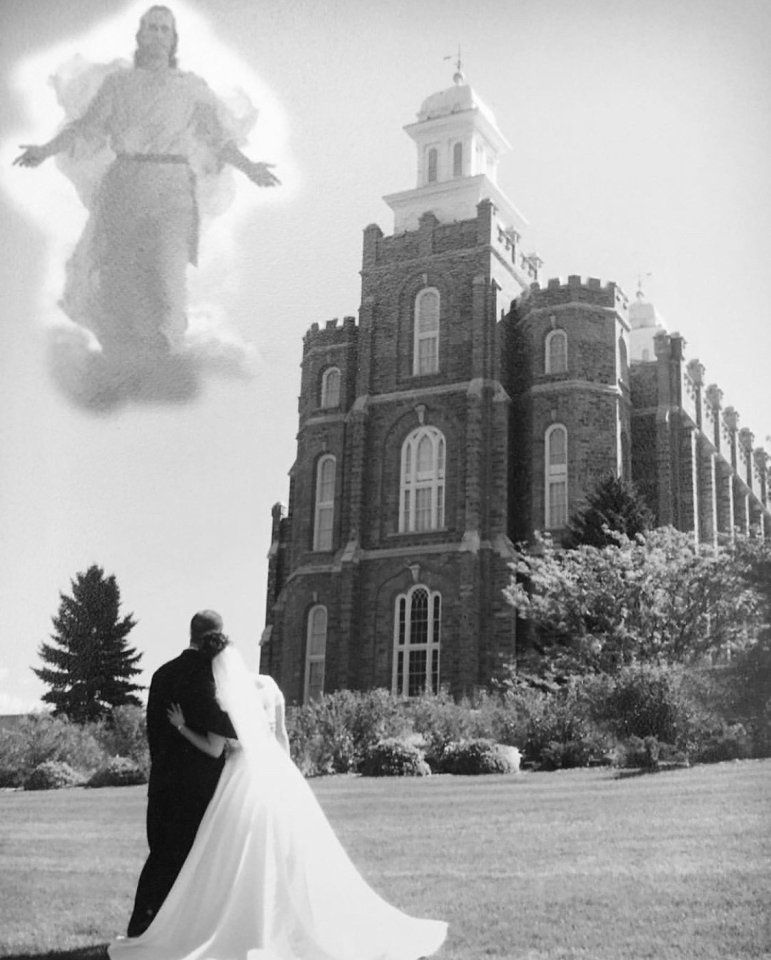  Annie and Ben were shocked to see the photographer had photoshoped Jesus into their wedding photos