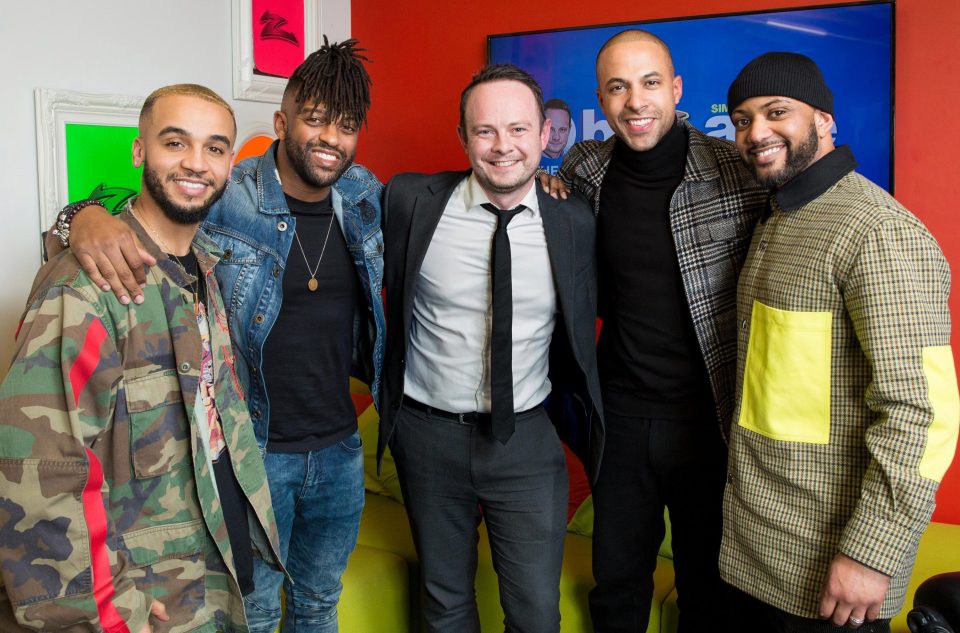  JLS pose with Bizarre editor Simon Boyle