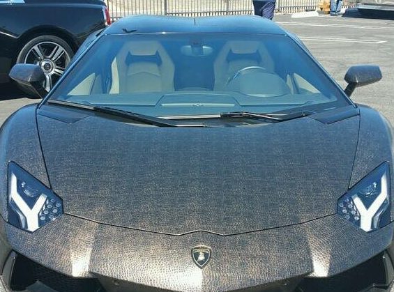 This £430k Lamborghini Aventador is Wilder's most extravagant possession and has a faux alligator-skin wrap