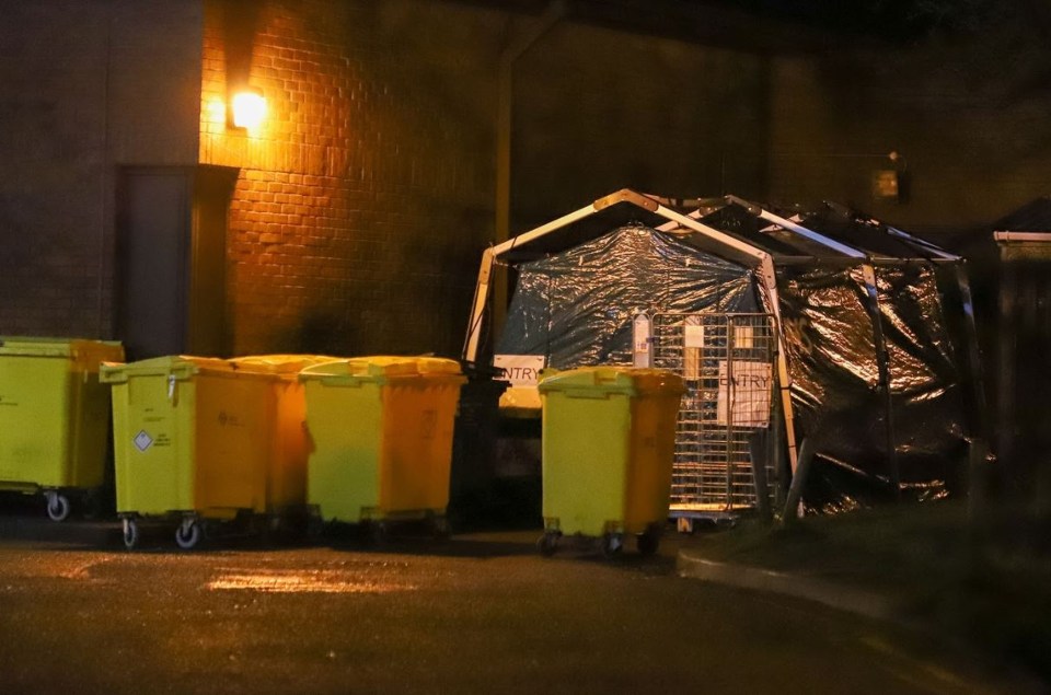 Lincoln County Hospital’s isolation pod was revealed as a small tent behind some bins