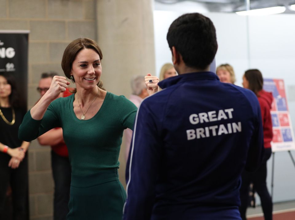  Kate Middleton appeared ready for a fight as she meets athletes at a SportsAid event