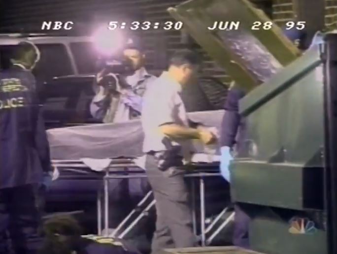  Footage of a body being removed following an attack is shown in the documentary