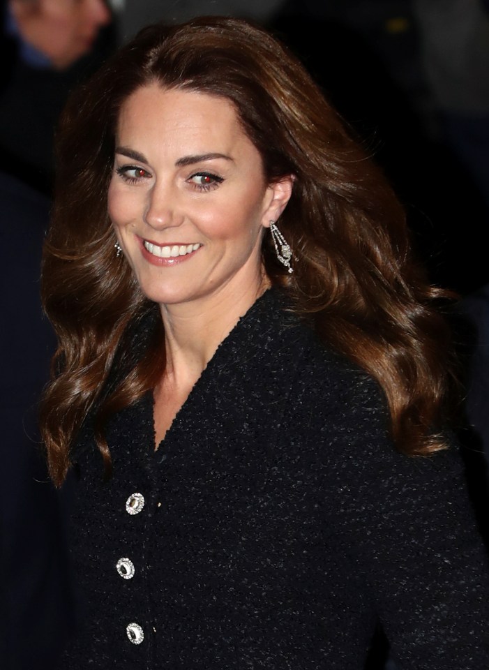 Kate's diamond-studded chandelier earrings are from The Queen's collection