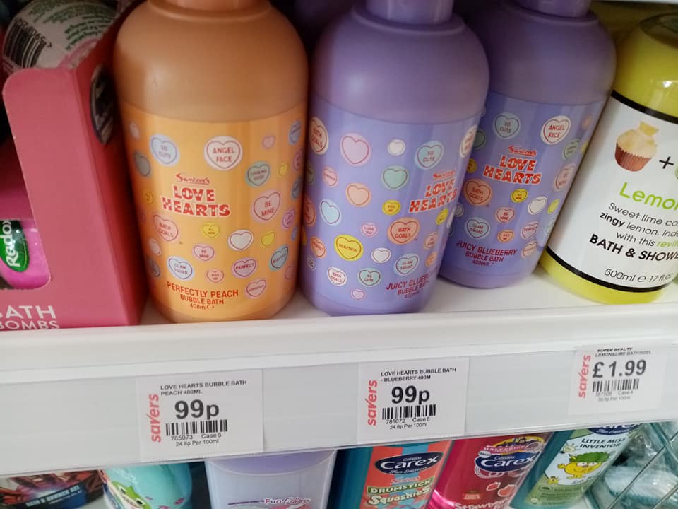  Savers is selling Love Hearts scented bubble bath for 99p