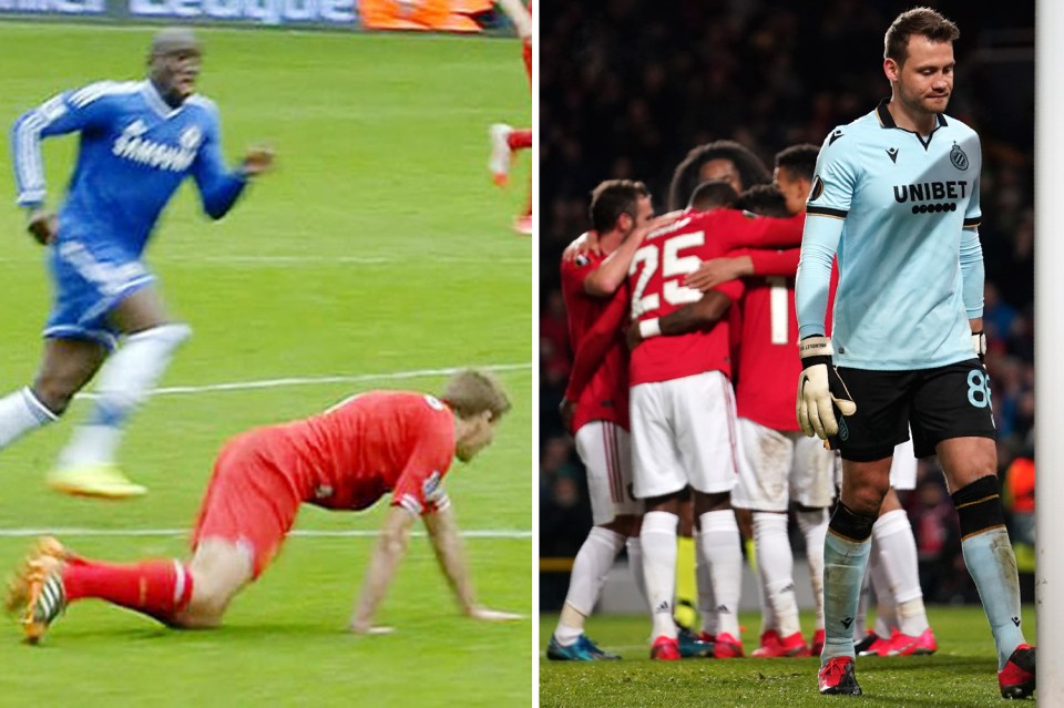  Man Utd fans trolled Mignolet after he slipped on Thursday - like Gerrard back in 2014