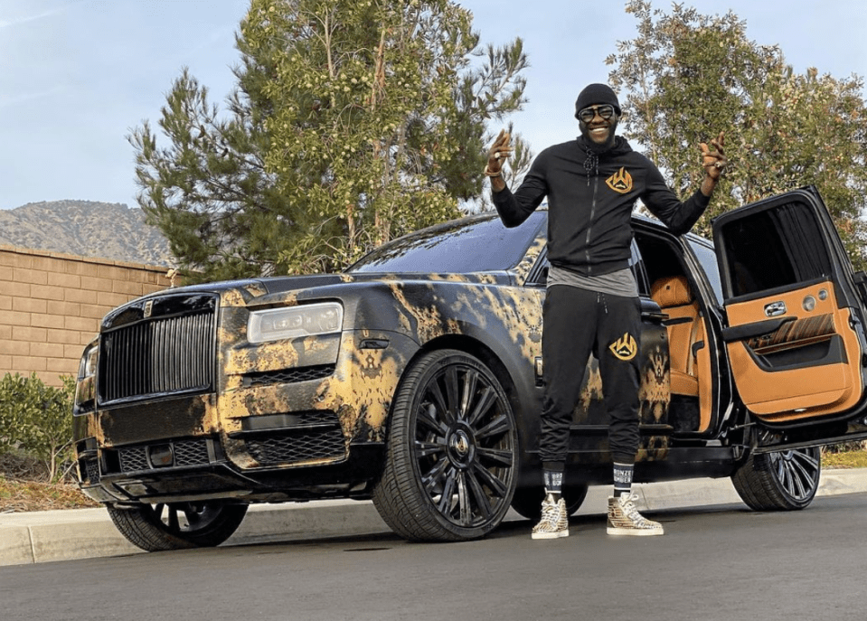 Wilder shows off his recent wrapped Rolls-Royce