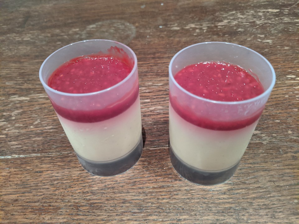 The raspberry panna cottas were a nice finish to the meal