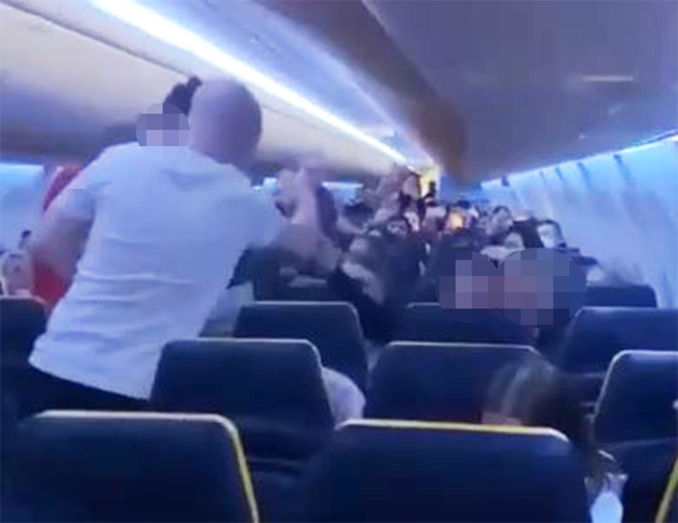 A fight broke out on a Ryanair flight after it was delayed for four hours