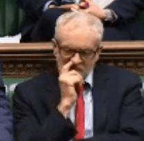  Jeremy Corbyn picks his nose on the front bench.