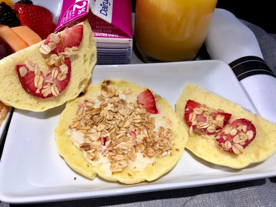 The meal is offered during breakfast in first class by American Airlines