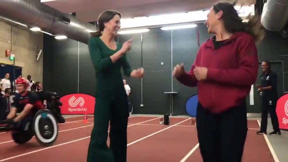  Kate shares a joke with the pro-athlete